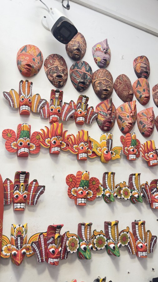 Wall of traditional Sri Lankan masks