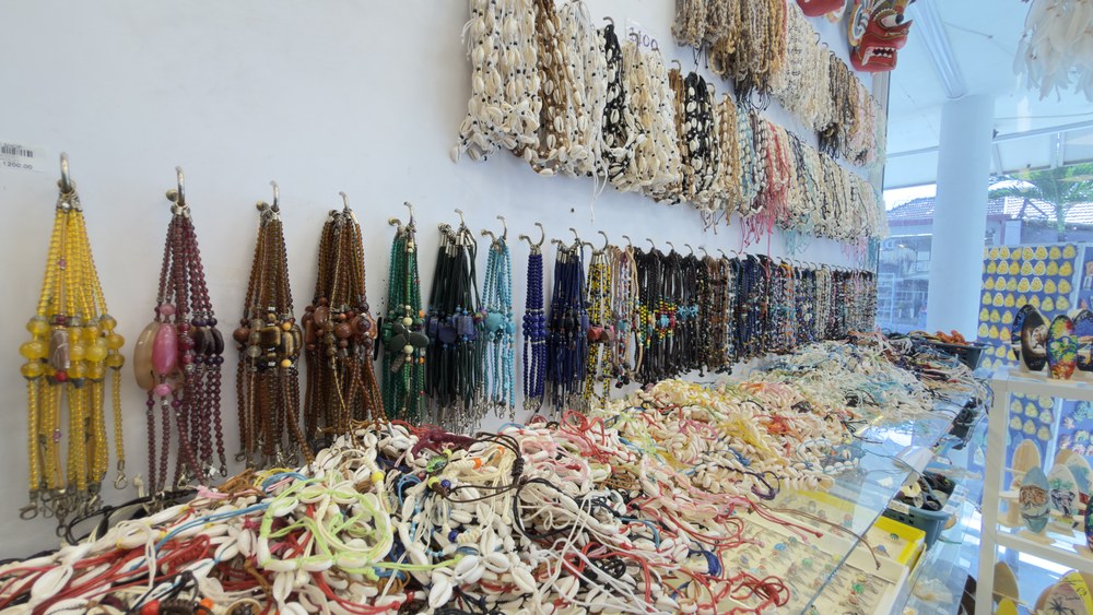 Shell and beaded jewelry at Sri Shop